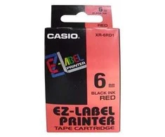 Casio originali etikečių spausdintuvo juostelė, Casio, XR-6RD1, juoda druk/raudona įdėklas, nelaminuotas, 8m, 6mm