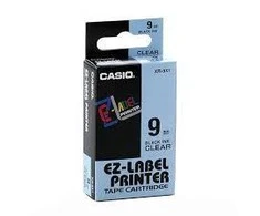 Casio originali etikečių spausdintuvo juosta, Casio, XR-9X1, juoda spausdinimo/permatomos pagrindas, nelaminuotas, 8m, 9mm