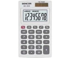 Sencor Calculator SEC 255/8, balta, kišeninis, 8 vietos, dvigubas maitinimo šaltinis