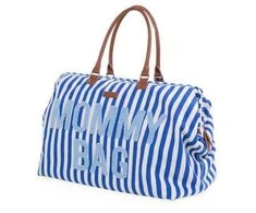 CHILDHOME DIDELIS MAMOS REIKMENŲ KREPŠYS MOMMY BAG, STRIPES - ELECTRIC Mėlynas/LIGHT Mėlynas