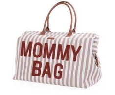 Bez Marki CHILDHOME DIDELIS MAMOS REIKMENŲ KREPŠYS MOMMY BAG, STRIPES - NUDE/TERRACOTTA