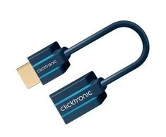 ClickTronic HQ OFC HDMI didelės spartos plėtinys su eternetu, paauksuotas galas, 3D, 10 cm