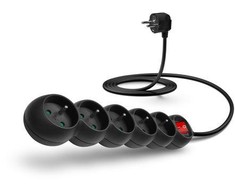 CONNECT IT ilgintuvas 230 V, 5 lizdai, 2 m, su jungikliu (juodas)