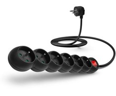 CONNECT IT ilgintuvas 230 V, 6 lizdai, 2 m, su jungikliu (juodas)