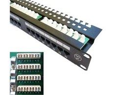 DATACOM Patch skydelis 19" UTP 24 prievadas CAT5E LSA 1U BK (3x8p) viršutinis švytėjimas