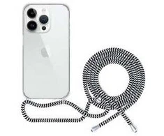 Dėklas EPICO transparent cover with lanyard for iPhone 14 Pro Max - juodas and baltas