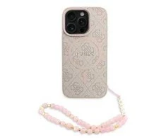 Guess PU Leather 4G Colored Ring Strap MagSafe dėklas skirtas Apple iPhone 16 Pro rožinės spalvos