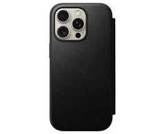 Dėklas Nomad Modern Leather Folio, juodas - iPhone 16 Pro