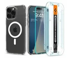 Dėklas Spigen Ultra Hybrid MagSafe, baltas + stiklas tR EZ Fit Pack - iPhone 16 Pro Max