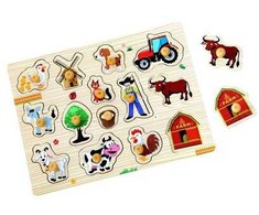 Rappa 2Kids Toys medinė dėlionė „Ūkis“, 14 detalių