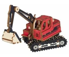 Rappa Woodcraft 3D dėlionė Ekskavatorius raudonas