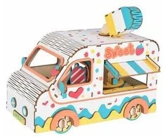 Dėlionė Rappa Woodcraft medinis 3D ledų sunkvežimis