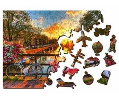 Wooden city Medinė dėlionė „Amsterdamo dviračiai“ 300 detalių, unikalios formos L