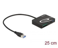 DELOCK kortelių skaitytuvas, skirtas XQD/SD/Micro SD + A tipo USB prievadui