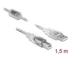 DELOCK Cable USB 2.0 Type-A male > USB 2.0 Type-B vyriškas 1,5 m skaidrus