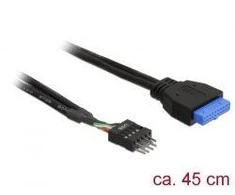Delock USB 19 kontaktas - USB 8 kontaktas, 0,45 m, Juoda (83791)