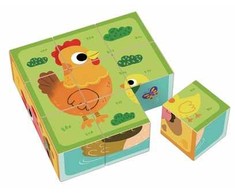 Dėlionė Rappa 2Kids žaislai Mediniai kubeliai ūkis
