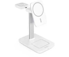 „Epico Spello“ belaidė įkrovimo stotelė su „MagSafe“ palaikymu, 3in1, balta