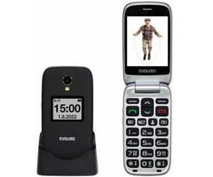 Išmanusis telefonas Evolveo EasyPhone FS, atverčiamas mobilusis telefonas 2.8" senjorams su įkrovimo stovu (geltonos spalvos)