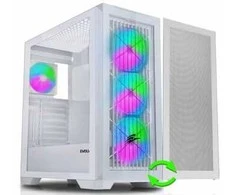 EVOLVEO Ptero Q2W+, 2x priekinis skydelis - stiklas / tinklelis, ATX korpusas, baltas, 4x ARGB ventiliatorius