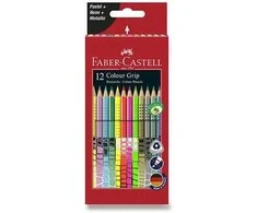 Faber-Castell - 12 spalvotų pieštukų su specialiu laikiklio užsegimu, pastelinės-neoninės spalvos dėžutėje (201569)