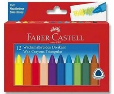 Vaškinės kreidelės Faber-Castell, tribriaunės, 12 spalvų