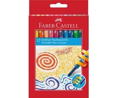 Faber-Castell - Sukamos vaškinės kreidelės - 12 vnt. kartoninėje dėžutėje (120003)