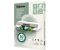 Fellowes laminavimo folija. A3 blizgi, lengva, perdirbta, 100 vnt.