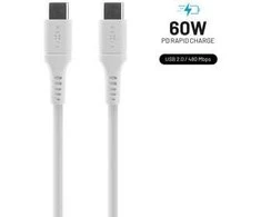 FIXED Liquid Silicone Cable USB-C/USB-C, 0,5m, 60W, Baltas | Fixed