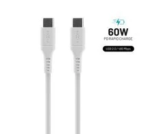 Fixed Ištaisyta | Skysto silikono kabelis USB-C/USB-C, 2m, 60W | FIXDLS-CC2-WH