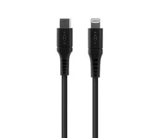 Fixed Fiksuotas | Skysto silikono kabelis USB-C/Lightning, 1,2m | FIXDLS-CL12-BK