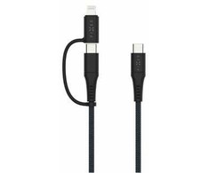 Kabelis USB Fixed USB-C - USB-C + Lightning 1.2 m Pilka (FIXDB-CCL12-GR)