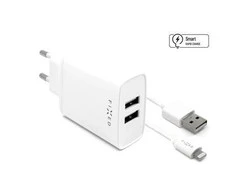 FIXED USB įkroviklis 15W+ USB/Lightning kabelis, baltos spalvos