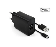 Fixed Pataisytas dvigubas USB kelioninio įkroviklio USB/USB-C laidas