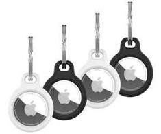 Fixed FIKSUOTAS silikoninis dėklas šilkinis Apple AirTag 4vnt. 2x juodos + 2x baltos spalvos