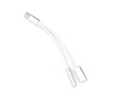 Oem Adapteris AUX 2in1 Type C (male) to Type C (female) / Jack 3,5 mm (female) baltas
