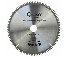 Geko Tarcza do aliuminio su widią 250mmx100Tx32mm + komplektas redukcji (25)