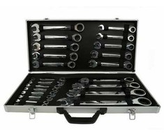 Geko Kpl. kluczy su grzechotką 22el. 6-32mm/alu dėklas/(2)