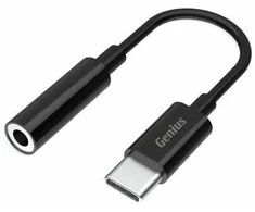 USB/Audio adapter, USB C (M) - Jack (3,5mm) F, stereo, juoda, Genius ACC-C100