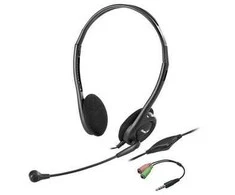 Genius HS-200C ausinės su mikrofonu + pojedynczy adapter Jack, przewodowa, juoda, USB