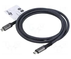 Goobay USB-C Cable, USB4, 1.8 m, juodas, sidabrinis