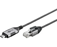 Goobay 74404, USB 3.1 A tipo, RJ45, 3 m, juodas, sidabrinis