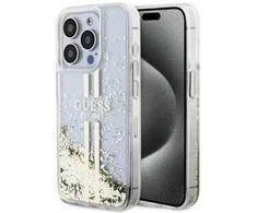 Dėklas GUESS GUHCP15LLFCSEGT IPHONE 15 PRO 6.1 "SKAIDRUS KIETAS DĖLĖLIS SKYSTOS BLIGAUS AUKSO JUOSTOS