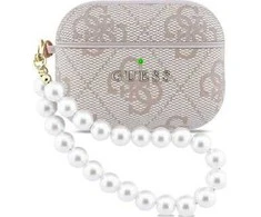 Guess PU 4G Classic Logo Pearl Strap dėklas skirtas Apple AirPods Pro 3 rožinės spalvos
