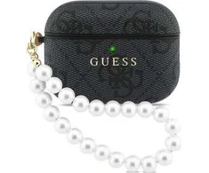 Guess PU 4G Classic Logo Pearl Strap dėklas skirtas Apple AirPods Pro 3 juodos spalvos