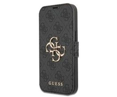 Dėklas Apple iPhone 13 Pro Max Guess Book 4G Big Metal Logo (GUBKP13X4GMGGR) pilkos spalvos