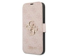 Dėklas Apple iPhone 13 Pro Max Guess Book 4G Big Metal Logo (GUBKP13X4GMGPI) rožinės spalvos
