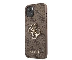 Guess PU 4G metalinis logotipo dėklas, skirtas iPhone 13 Brown