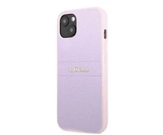 Dėklas Apple iPhone 13 Mini Guess Saffiano Hot Stamp &amp; Metal Logo (GUHCP13SPSASBPU) violetinės spalvos
