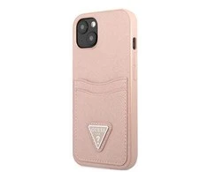 Apple iPhone 13 Guess dėklas Saffianotriangle Logo Cardslot (GUHCP13MPSATPP) rožinės spalvos
